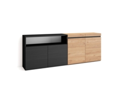 Aparadores para salón 200x75x35cm 4 Puertas Armario zapatero Roble y negro