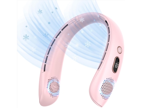 Ventilador de cuello, ventilador portátil sin aspas, batería de 3000 mAh recargable por USB, pantalla LED, refrigeración de 360, 3 velocidades, sil...