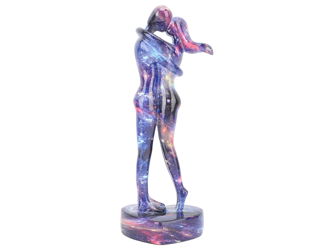 Elegante estatua de pareja de resina azul para el hogar o la oficina.