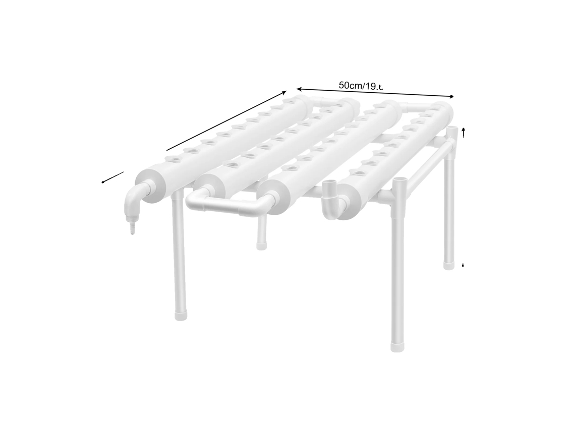 Sistema de cultivo hidropónico, capacidad para 36 orificios, fácil montaje, blanco.