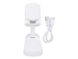 2026-soporte Para Teléfono Móvil Con Altavoz Bluetooth Plegable De Escritorio Con Batería 1800mah Blanco