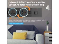 Enchufe Universal De Riel Eléctrico De 3 Pines Con Anillo Led Azul, Deslizante Y Seguro.