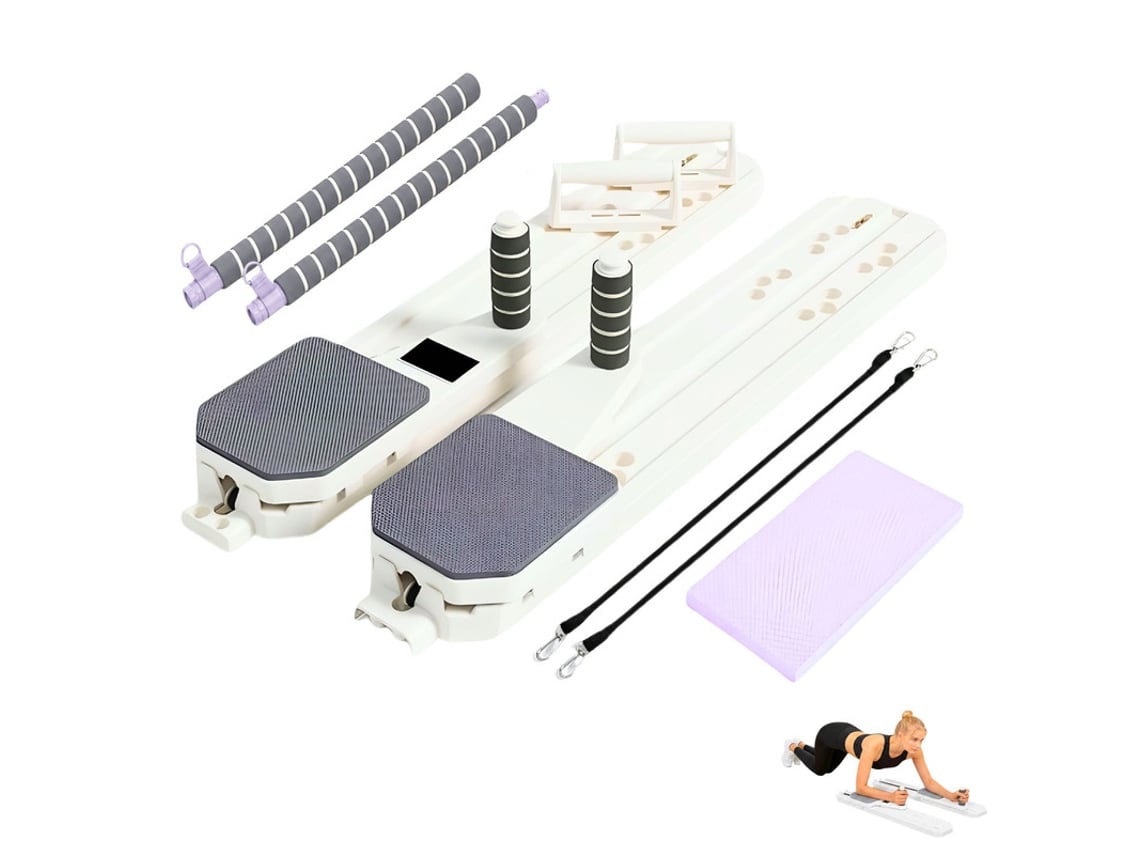 Tabla De Pilates Reformer Multifuncional Con Cuerdas De Resistencia,temporizador Y Esterilla.