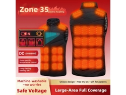 Chaleco Calefactable Eléctrico Negro Tengoo De 35 Zonas Para Hombre Y Mujer 5 Niveles De Control Carga Cc Unisex Lavable Para Exteriores Invierno
