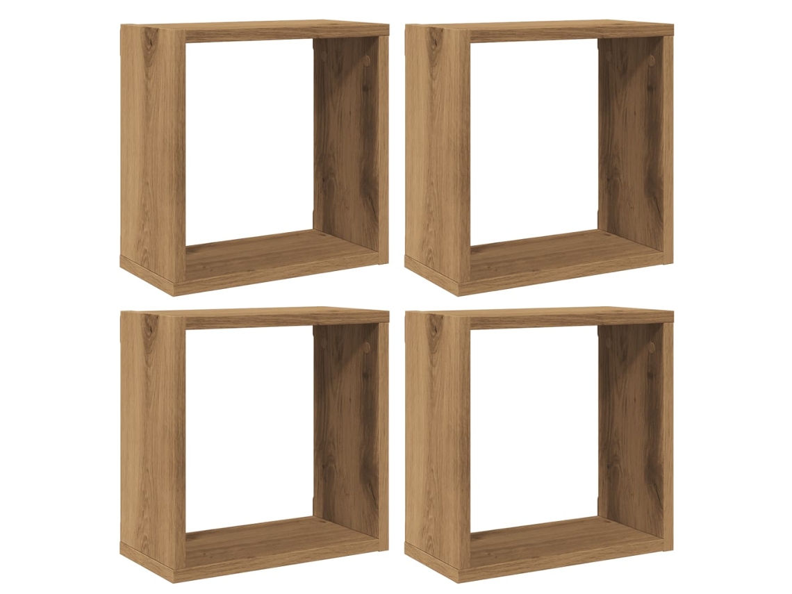 Estanterías cúbicas exclusivas de Maison en derivados de madera de roble artesanal (4 piezas)