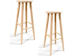 Taburete de madera natural sin tratar, 70 x 30 cm, con reposapiés, asiento multiusos. (2 redondos, 70 x 30 cm)