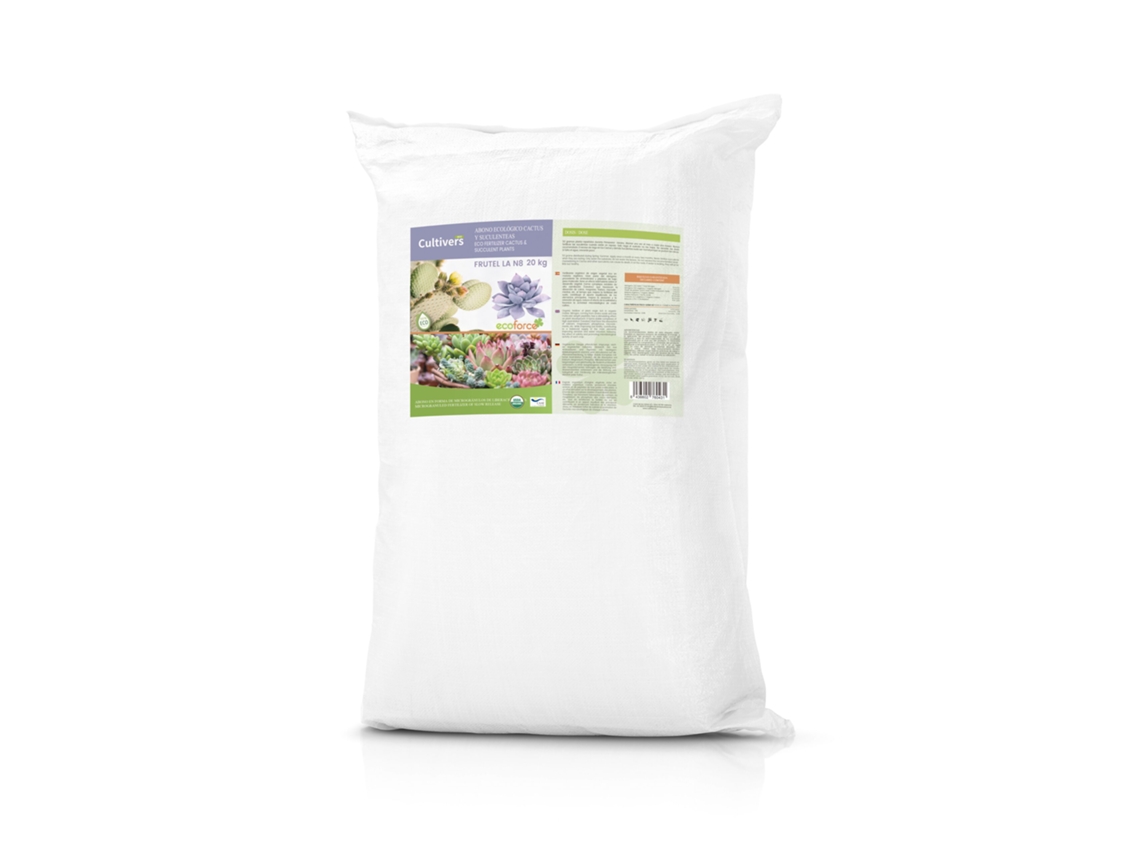 CULTIVERS Abono Cactus Plantas Crasas y Suculentas Ecológico de 20 kg Fertilizante de liberación Lenta Origen 100% Orgánico y Vegano