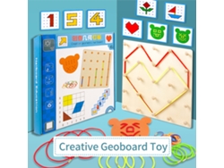 Tablero Geométrico De Madera De 5x5 Con Bandas Elásticas Y Tarjetas Montessori - Juguete Educativo Para Niños