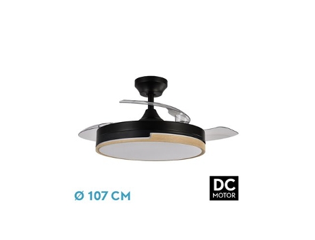Ventilador DC 72W Olimpia Negro/Madera 3 Aspas FABRILAMP