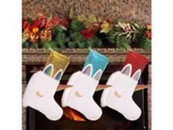 Juego De 3 Calcetines Navideños De Unicornio, De 45 Cm, Confeccionados En Suave Piel Sintética, Decorados Con Lentejuelas, De Diseño Ergonóm