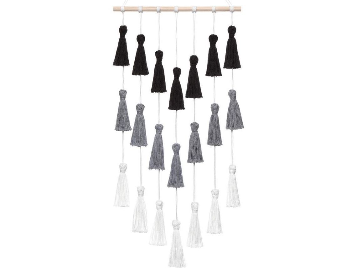 2026-colgante De Pared Macramé Tejido Con Borlas Arte Bohemio Decoración Hogar Negro Gris Blanco