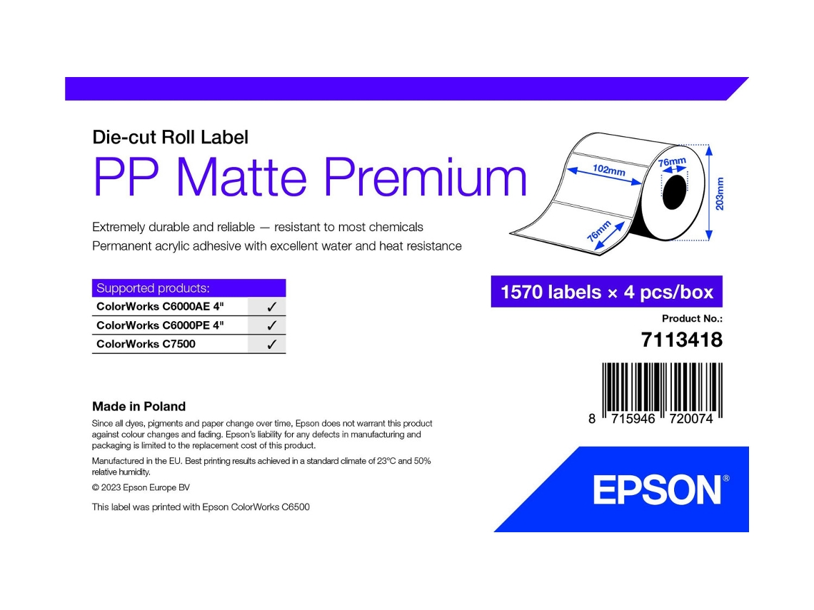 Etiqueta Impresora Blanca 7113418 para Impresora Autoadhesiva EPSON