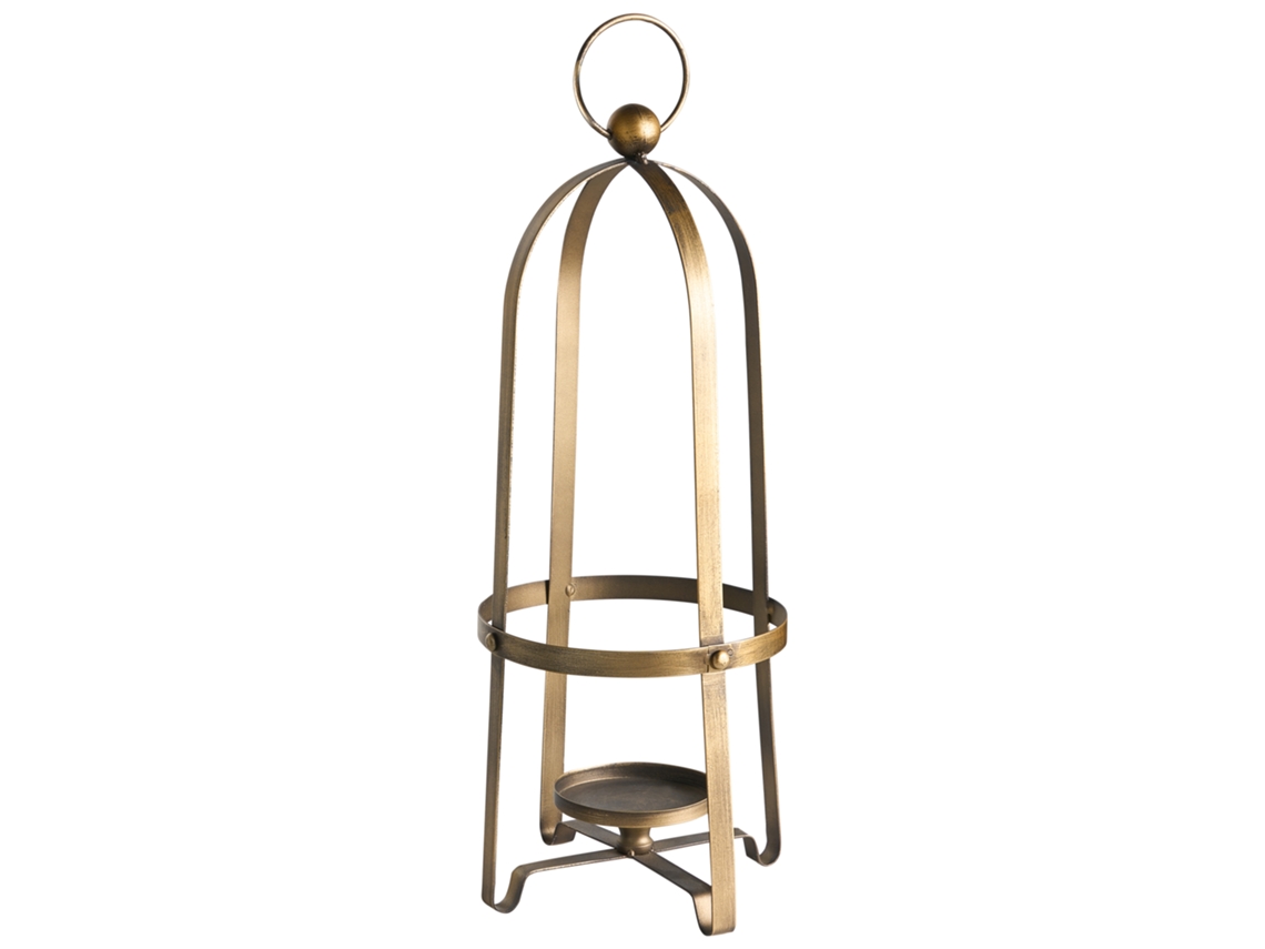 Candelabro retro Beliani Marawi de hierro dorado (18 x 18 x 48 cm)