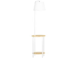 Lámpara De Pie, 162 Cm, 40 W, 2 Estantes, Lino, Metal Blanco.
