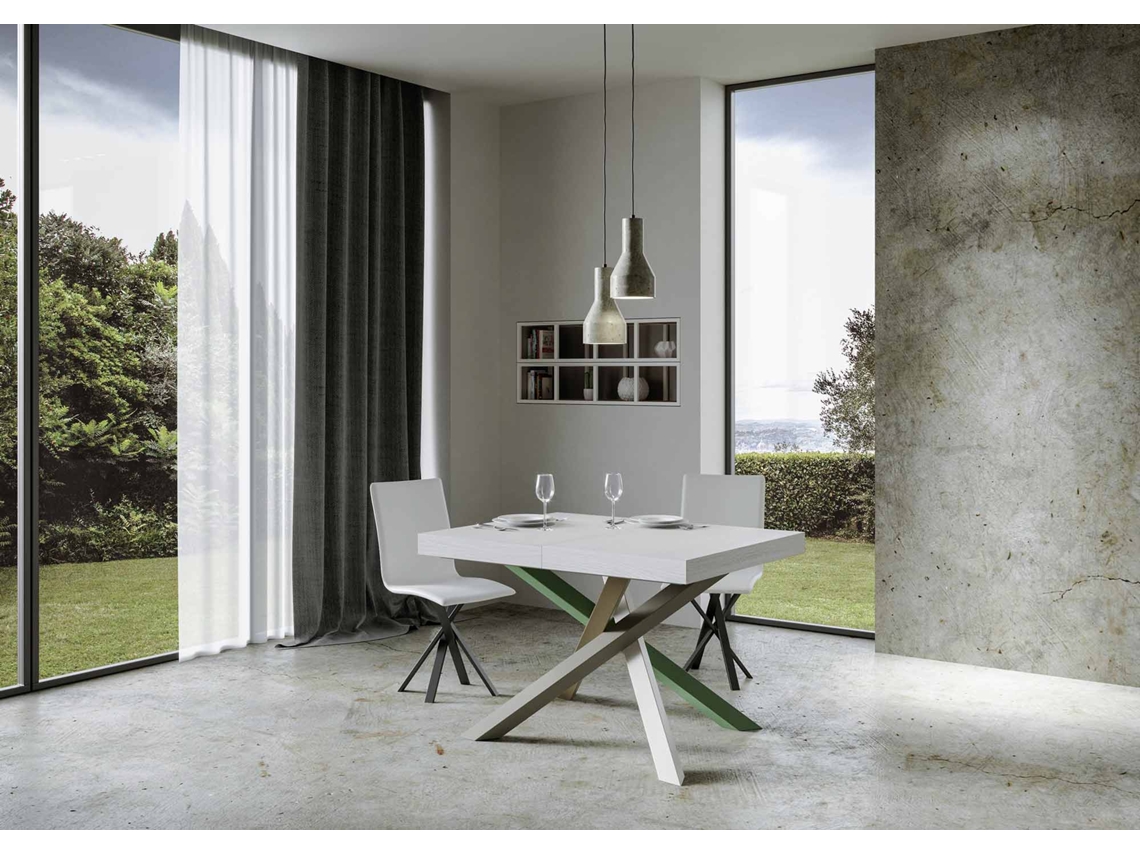 Mesa extensible 90x140/244 cm Volantis Premium Fresno Blanco estructura multicolor 4/A ITAMOBY