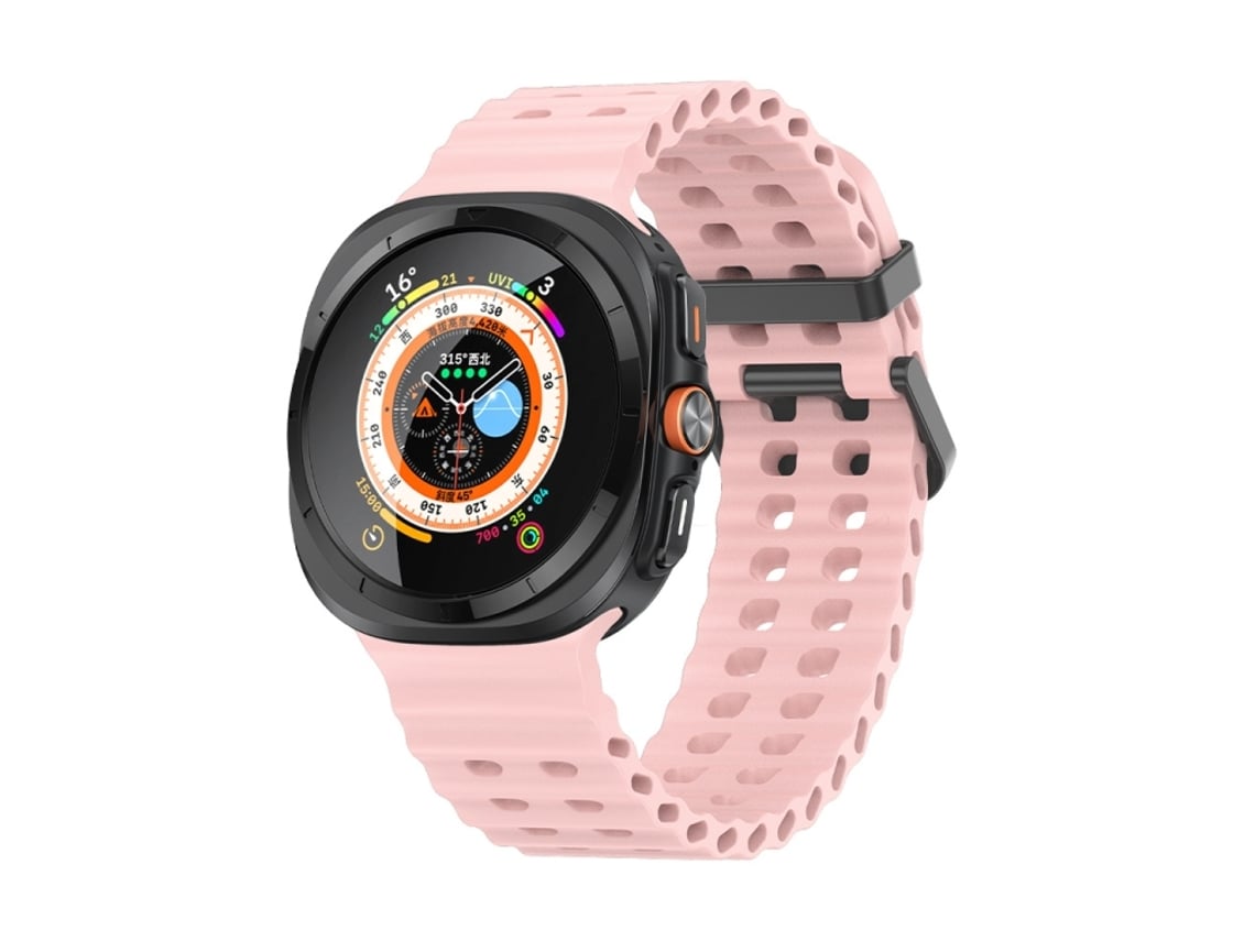 Bracelete Para Samsung Galaxy Watch Ultra (47mm) - Silicone Ocean - Dupla Fileira De Furos - Rosa