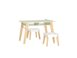 Kmb92-Gr Conjunto de Mesa y 2 Bancos para Niños Verde SOBUY