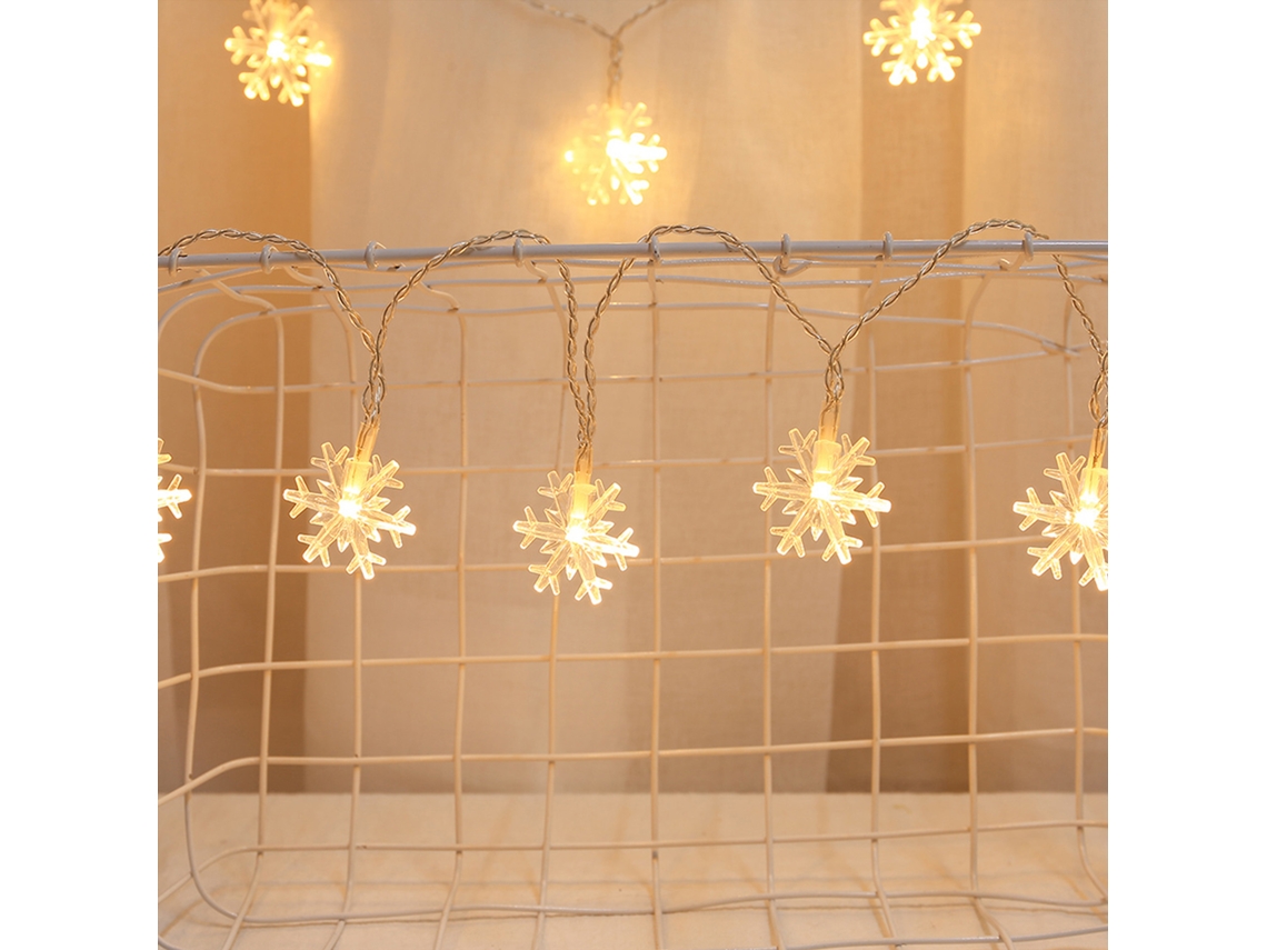 Luces navideñas con forma de copo de nieve (modelo 2026) con caja de pilas para decorar ambientes, Navidad, fiestas, acampadas y actividades al aire libre.