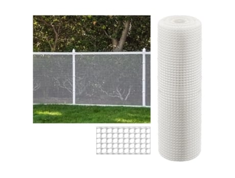 Malla de Plástico Cuadrada para Terrazas Balcones O Vallados 1 X 5 M Cuadros 0,5X0,5 Cm Blanco SUINGA