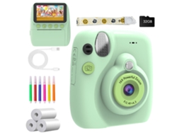 Cámara instantánea, cámara de impresión infantil con tarjeta de 32 GB (verde claro) Spqment