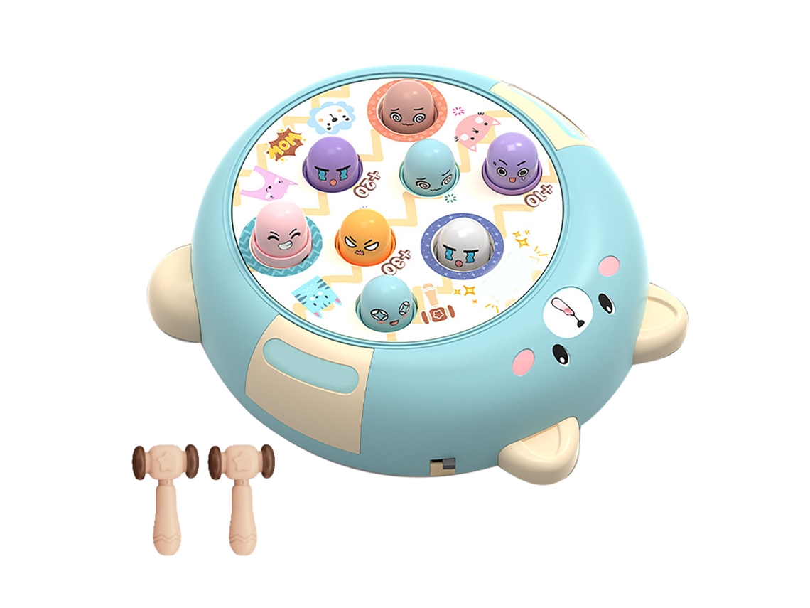 Dan26-juguete De Golpeo Interactivo Para Niños 360 Grados Rotativo Con Emoticonos Bonitos, Música Y Luz Azul