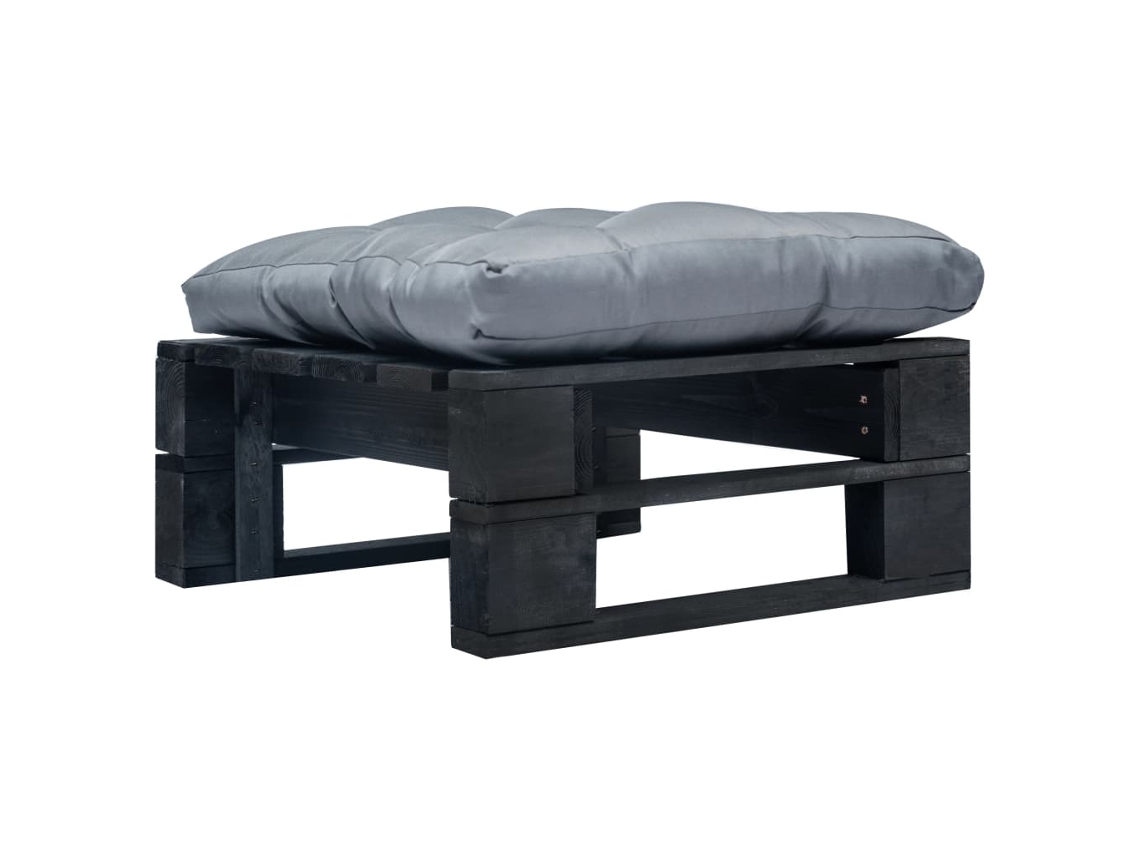 Otomana de palé con cojín, madera gris y negra, DKD HOME DECOR