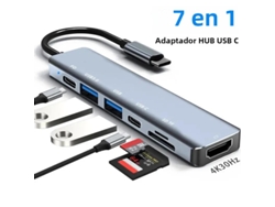 Adaptador Usb-c 7 En 1 Con Hdmi 4k Y Lector De Tarjetas Sd/tf