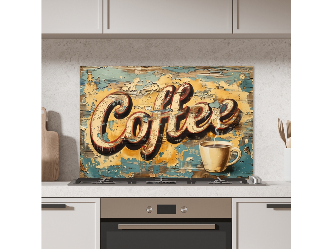 Panel antisalpicaduras de cocina - Estilo vintage - Marrón - Taza 90x60 cm