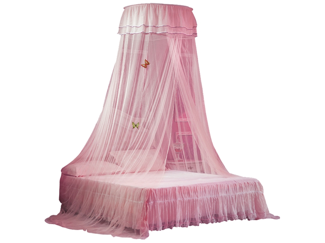 Dosel De Cama Con Mosquitera Rosa, 100% Poliéster, Malla Fina, Doble Encaje, Fácil Instalación.