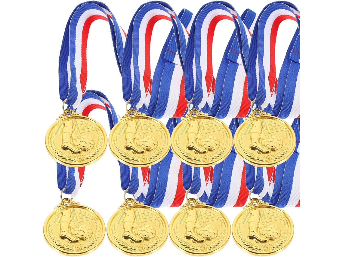 12 Medallas De Fútbol Doradas Fáciles De Sostener