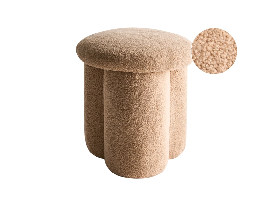 Beliani Carrington Puf De Bouclé Crema 40x40x45
