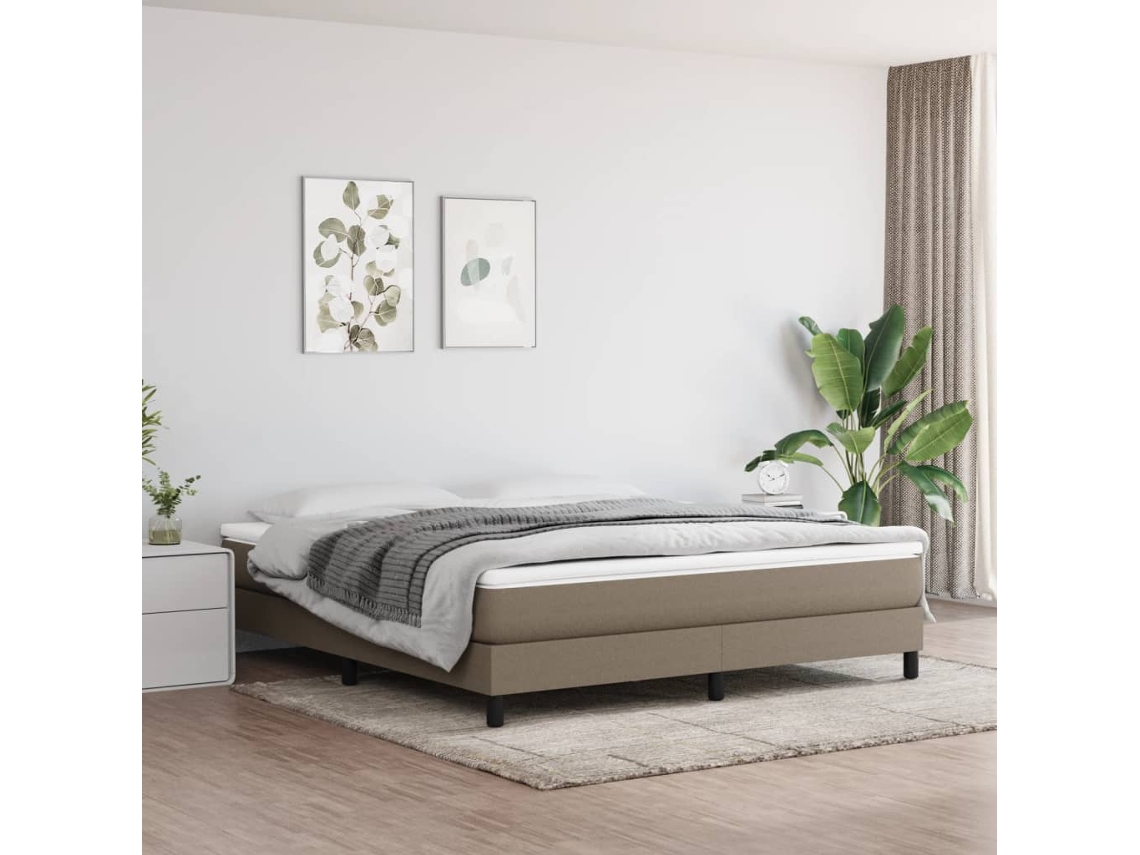 Cama Sin Colchón Tela Gris Taupe 180x200 Cm