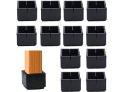 Protectores para patas de sillas y mesas, 12 unidades, 49-55 mm, PVC con fieltro, negro, sin marca.