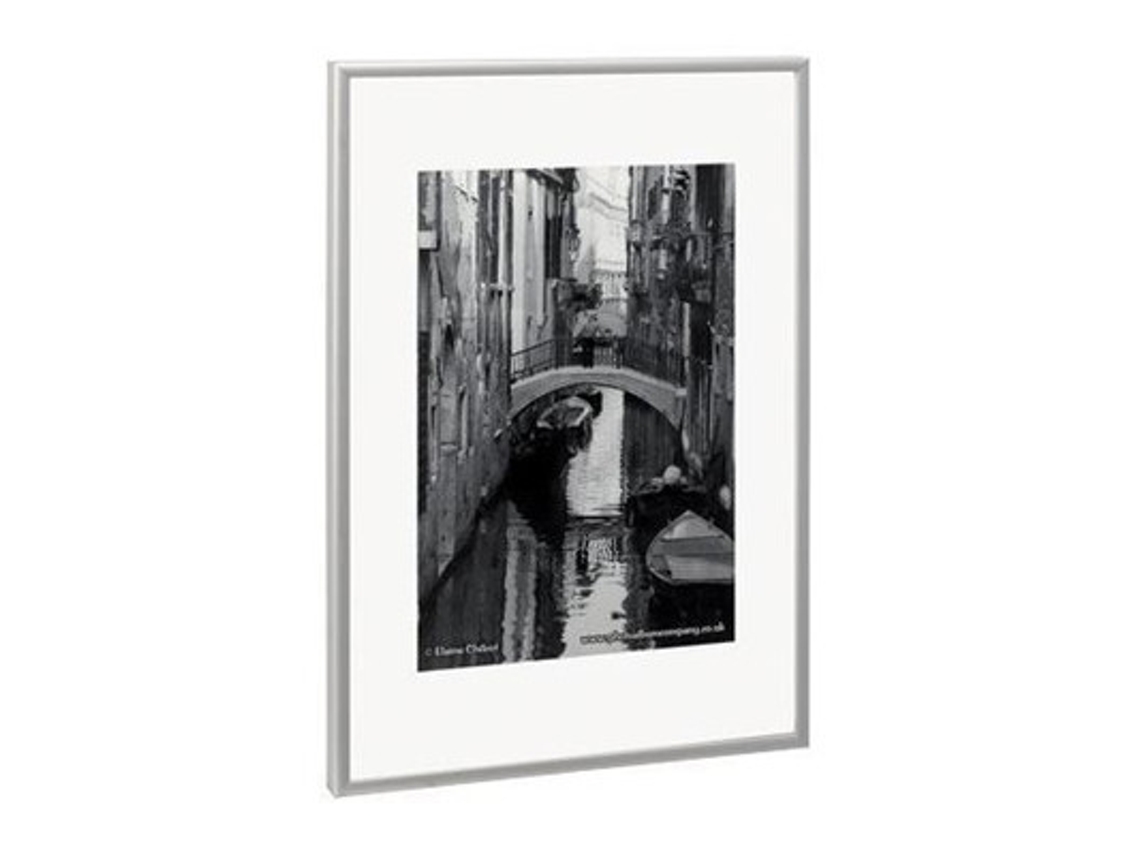 Método de soporte de exhibición de piso con retroiluminación de metal A3 de cornisa de aluminio plateado