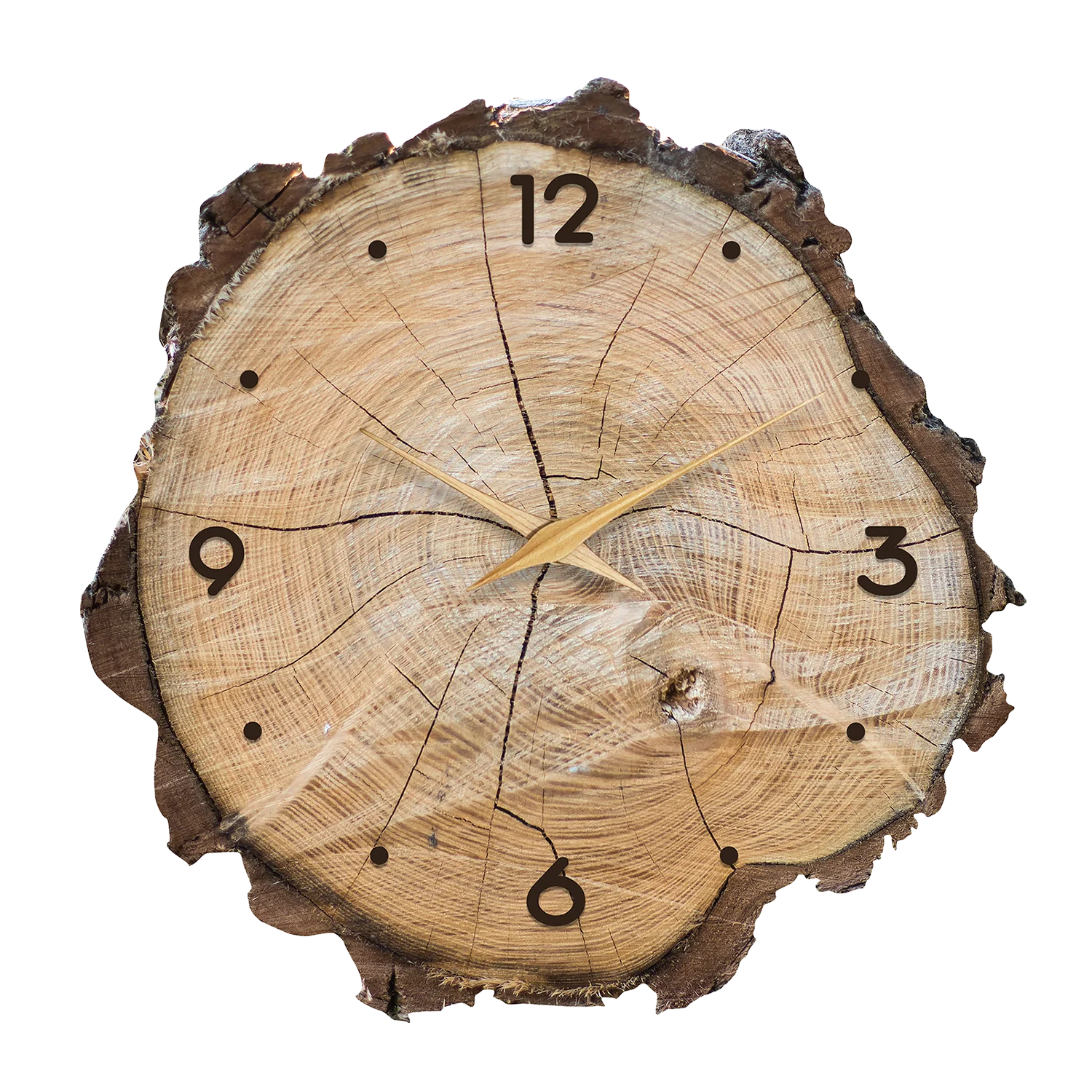 Relógio De Parede Circular Personalizado (35,5 Cm) Com Acabamento Em Madeira Brilhante, Relógio De Quartzo Silencioso