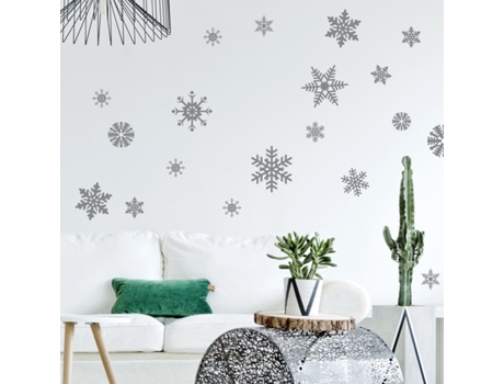 Pegatina Decorativa PLAGE Estrella de Nieve en Diferentes Formas para Decoración de Navidad 24 cm X 68 cm