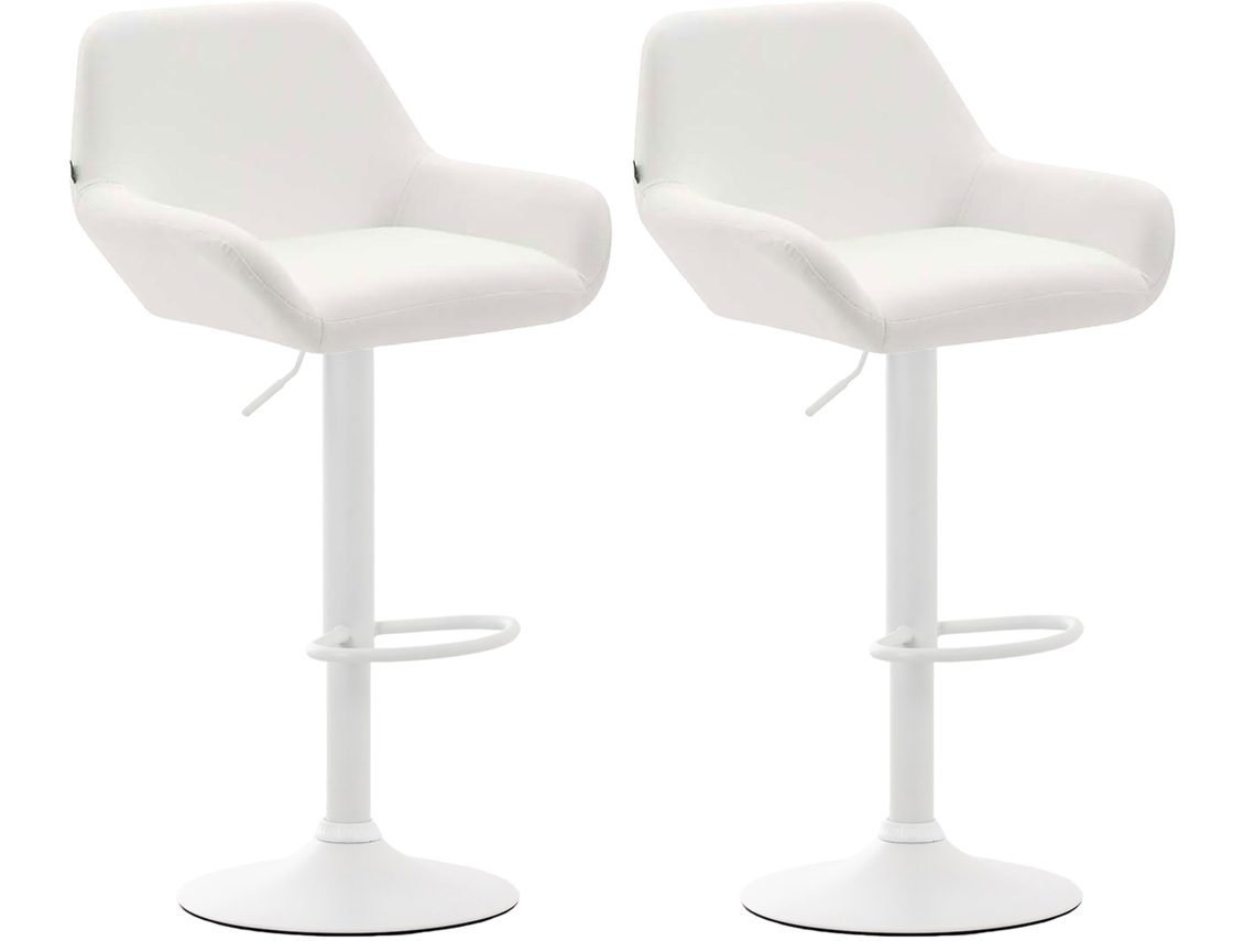 Juego de 2 taburetes de bar Braga en símil piel CLP blanco/blanco