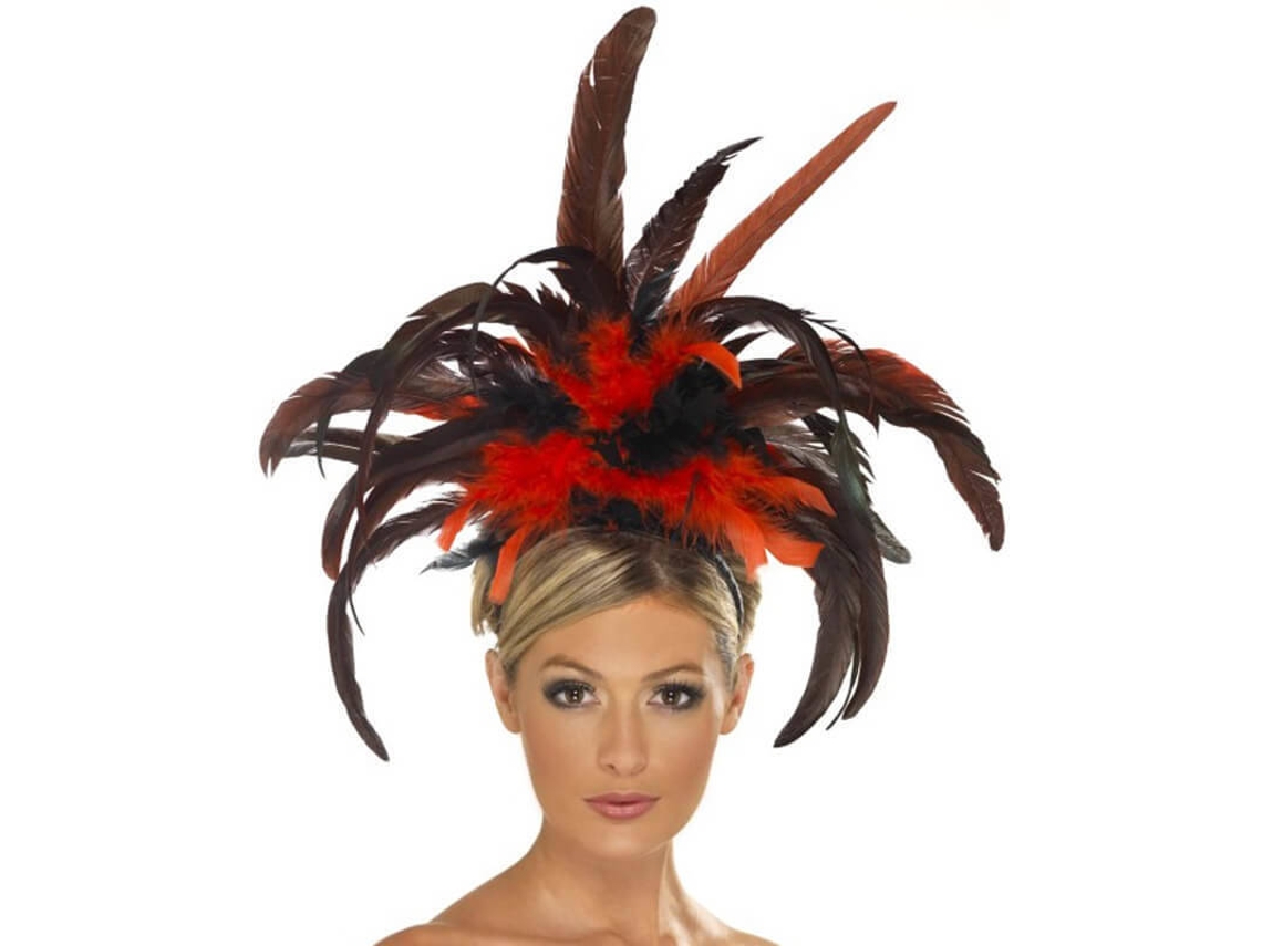 Diadema DISFRAZZES Burlesque De Plumas Negras Y Rojas (Talla: Talla Universal )