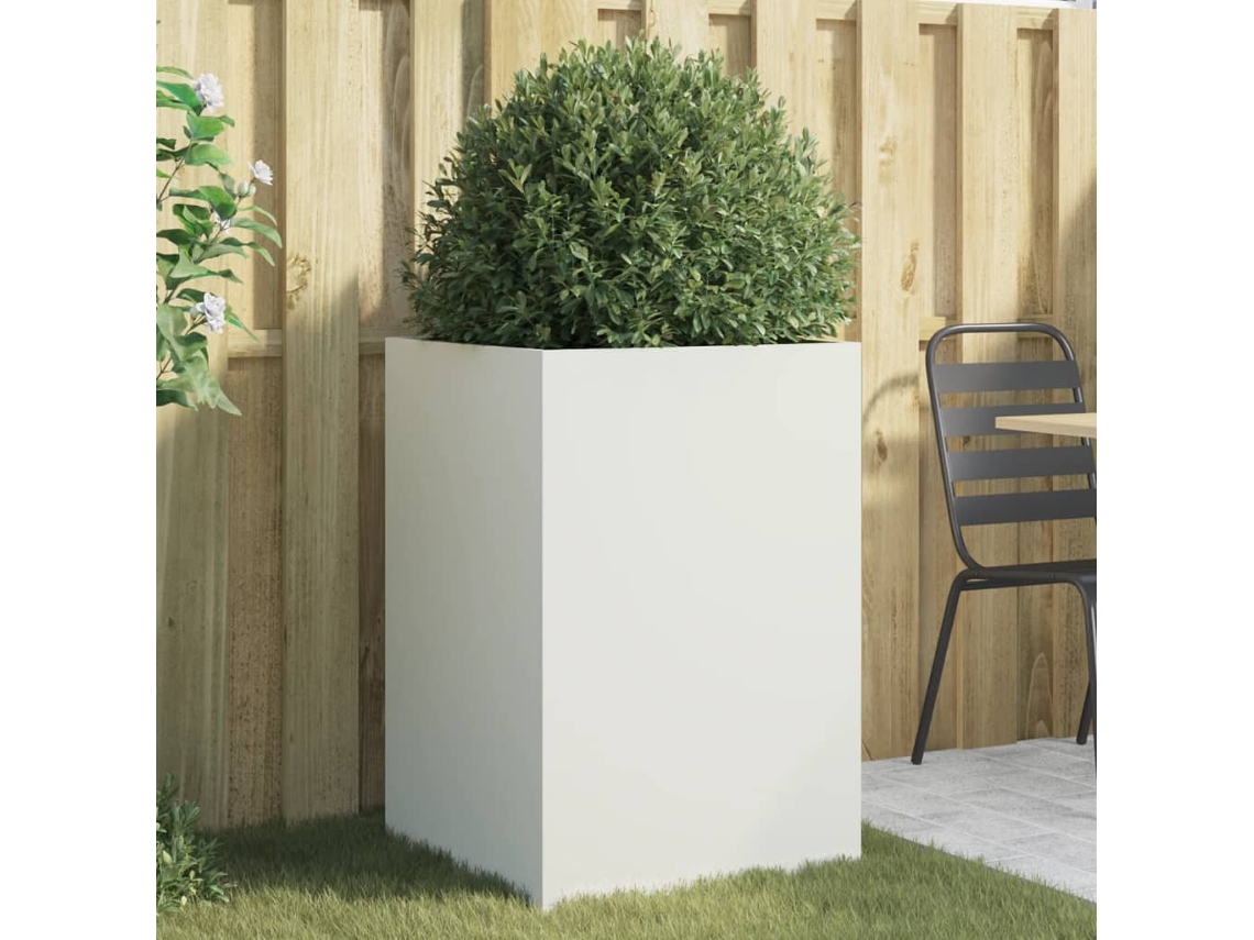 Jarrón/jardinera 52x48x75 cm Acero Blanco Dkd Home Decor