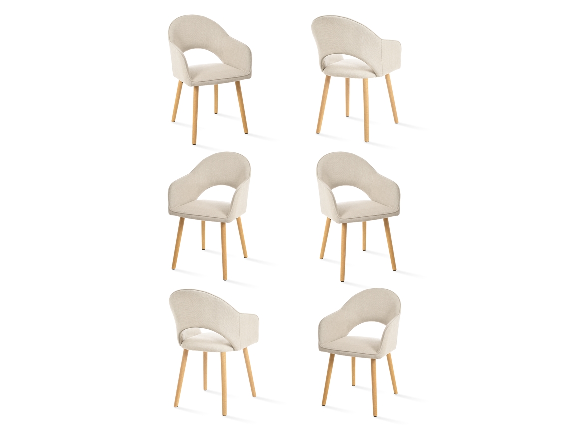 Sillas De Comedor Goeurvant 1316(pack De 6, Beige, Tela)