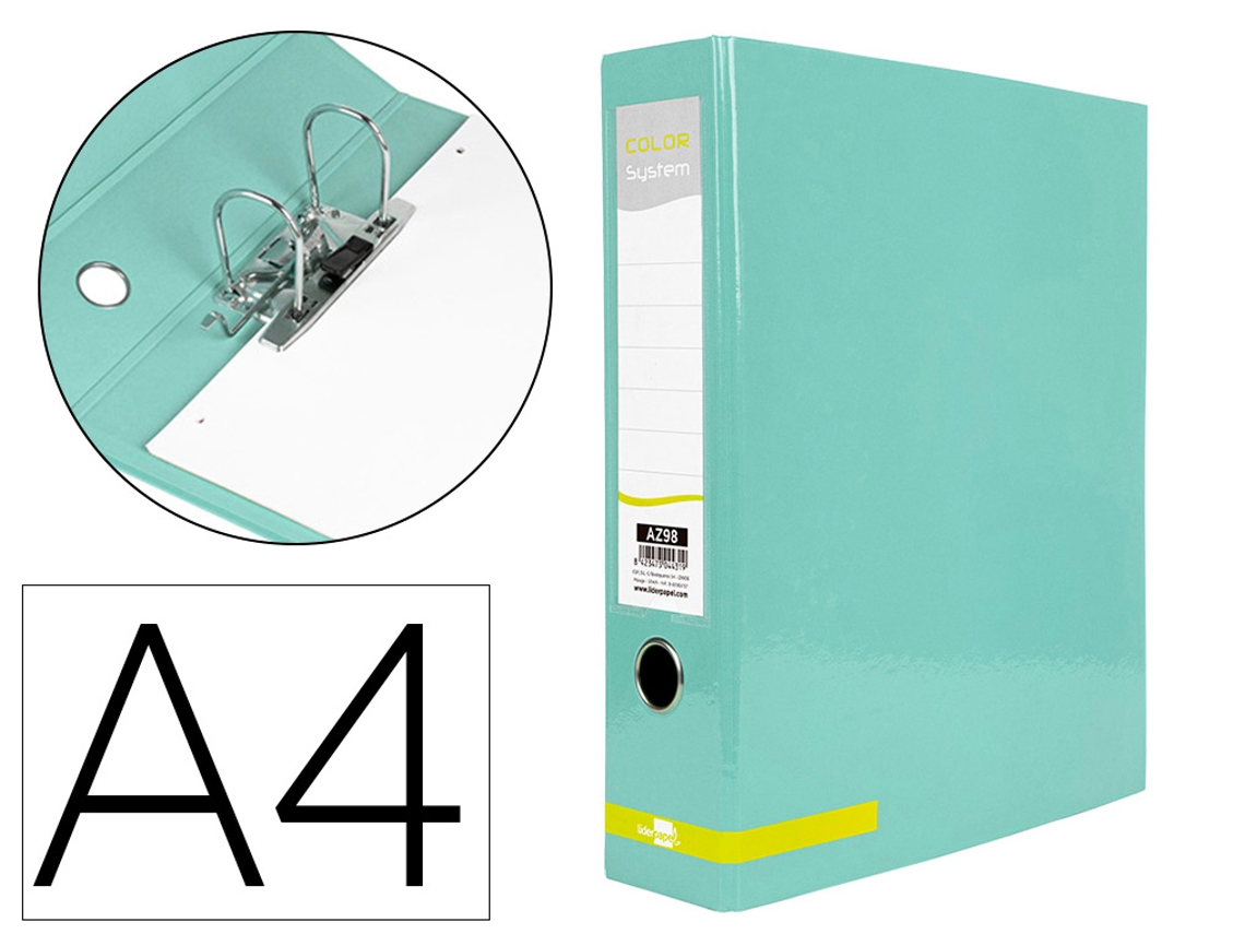 Archivador Sistema Olor A4 2 Agujeros 80 Mm Archivador Menta