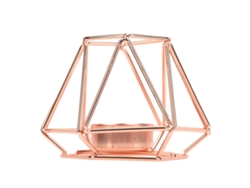 Pequeños portavelas geométricos de oro rosa para mesa