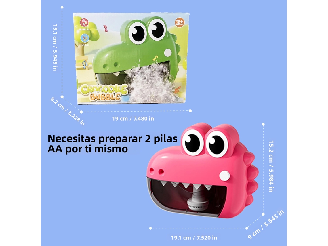 Juguete de baño con máquina de burbujas para bebé (dinosaurio rosa)