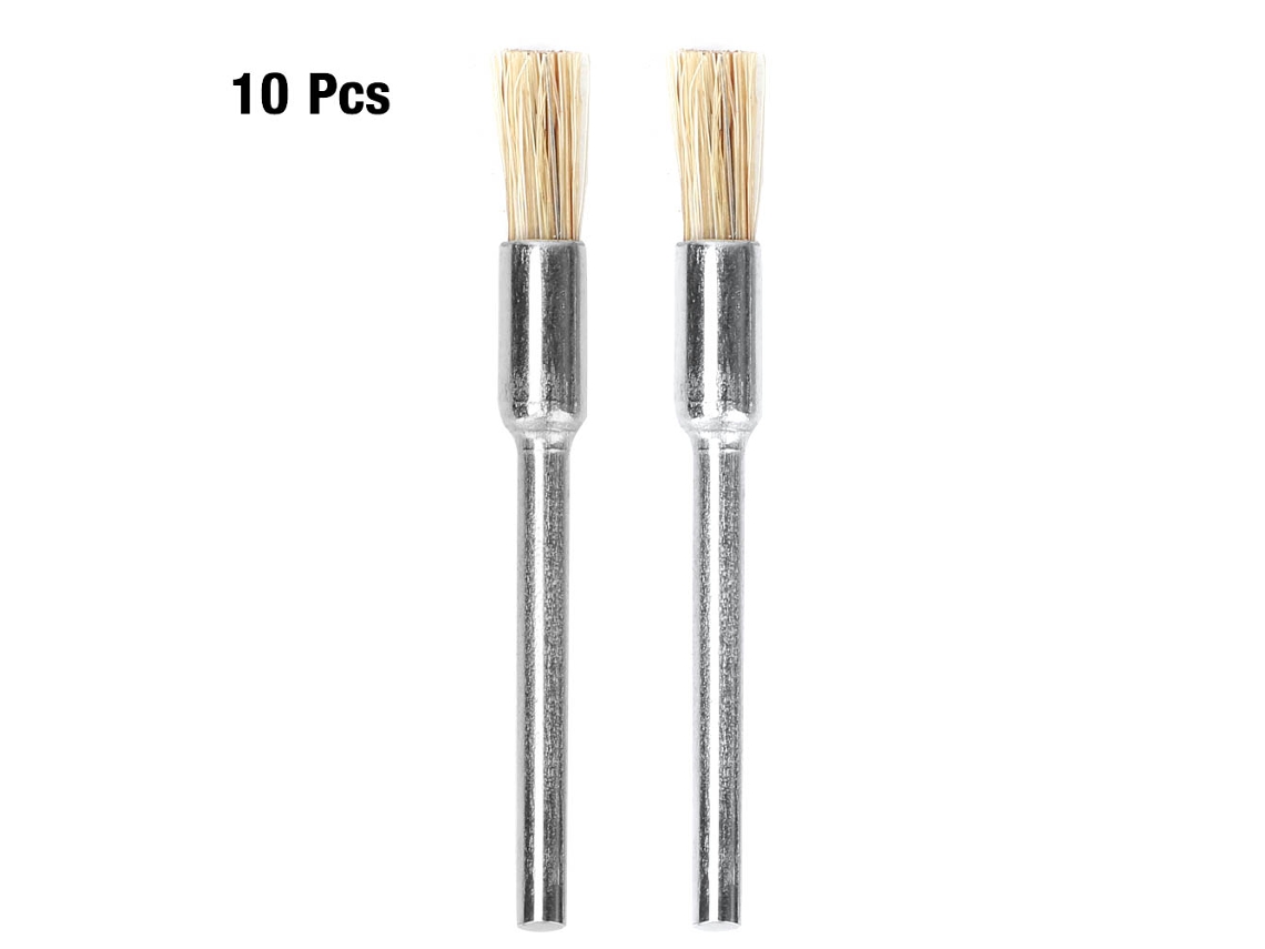 10 Cepillos De Pulido De Cerdas De Cerdo Blancas Con Mango De Metal Para Eliminar El Óxido, 3*5 Mm