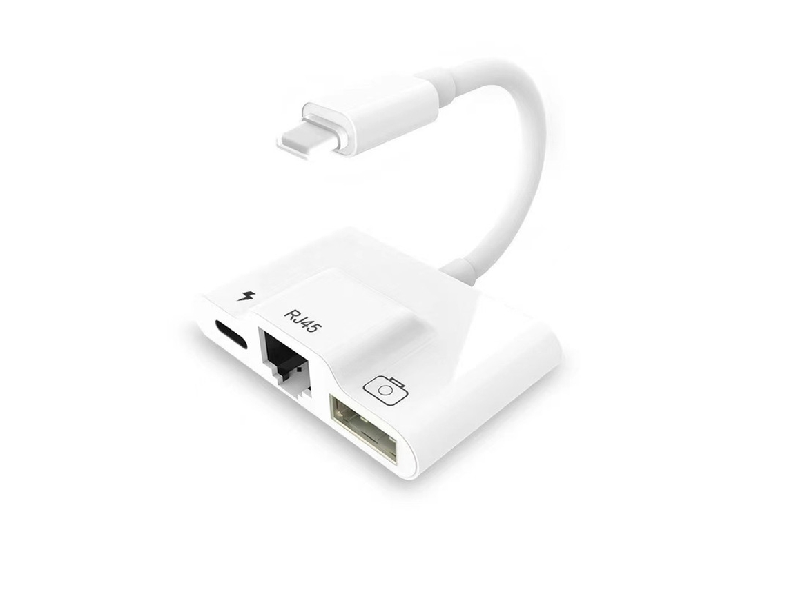Estación de fondeo YIZHOOD Iluminación 3 EN 1 Aplicable: iPhone, teléfono móvil, Samsung RJ 45, tableta de carga, USB blanco