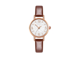 Reloj Unisex Analógico De Cuarzo Con Dial Redondo Correa Café Espejo Blanco