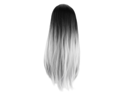 Peluca de cabello sintético largo, liso, negro y gris, resistente al calor, para cosplay, modelo 2026.
