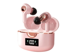 Auriculares Tempo Reprodução Horas Carregamento Display Led Yizhood True Wireless Bluetooth Rosa