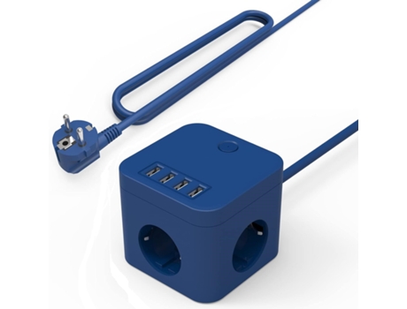 Torre Regleta 3 Enchufes 4 puertos USB, alargador con Cable de 1.5M Tomas de Corrientes AC y 4 USB, 2500W/10A, para mesa DED