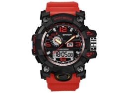 Reloj Electrónico Multifuncional Sanda, Resistente Al Agua, Doble Pantalla, Deportivo, Rojo.
